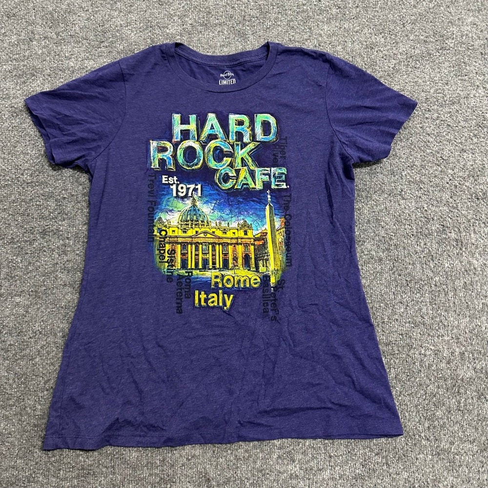 Hard Rock Cafe T Shirt Womens Size XXL Purple Rome Italy Graphic Limited Edition